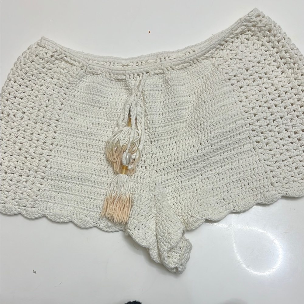 Crochet Knit White Shorts